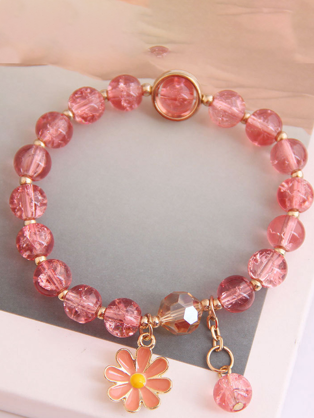YouBella Jewellery Floral Bracelet for Girls and Women (Pink)
